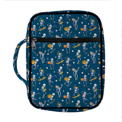 Funny Skeleton Party Pattern Print Front Pocket Bible Bag