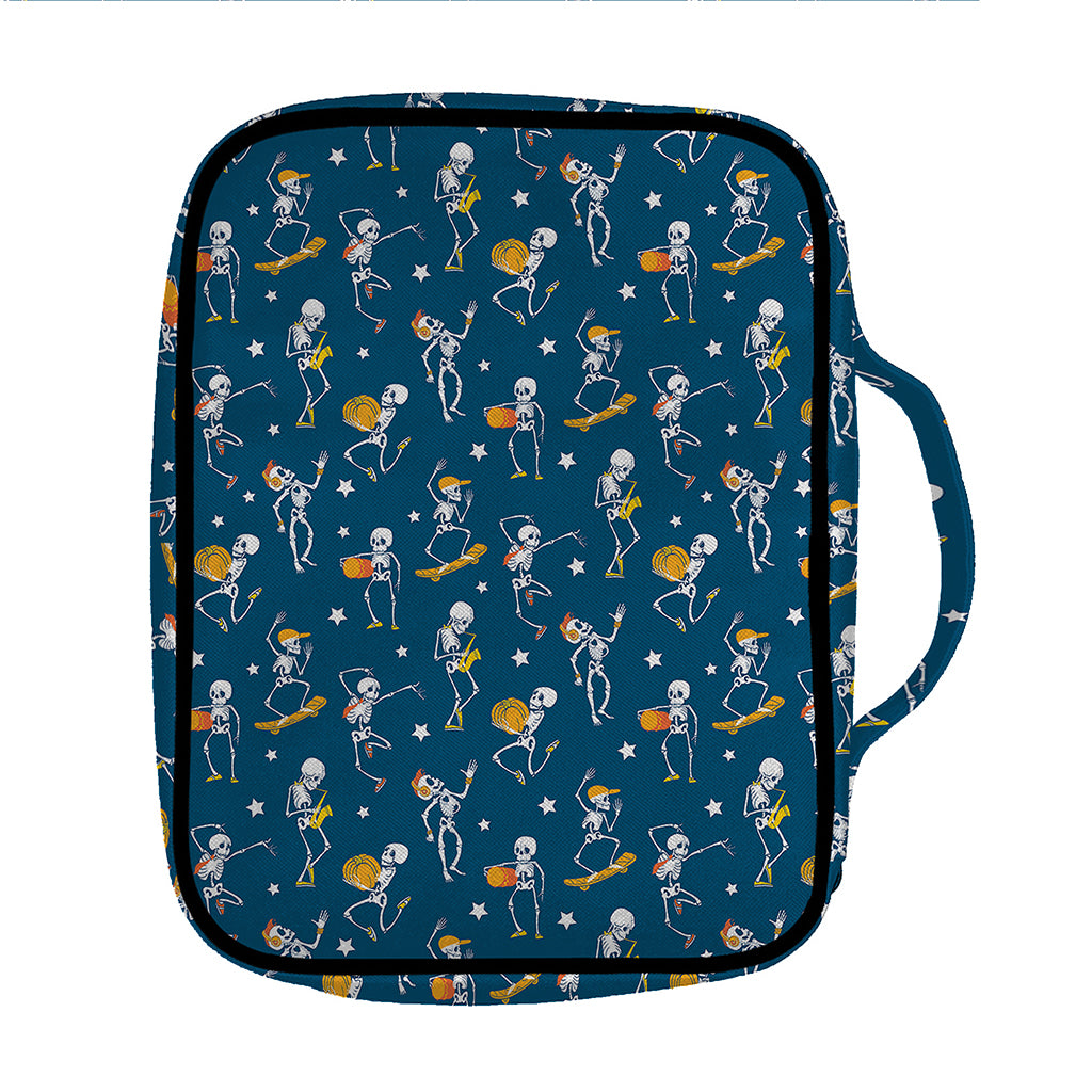 Funny Skeleton Party Pattern Print Front Pocket Bible Bag