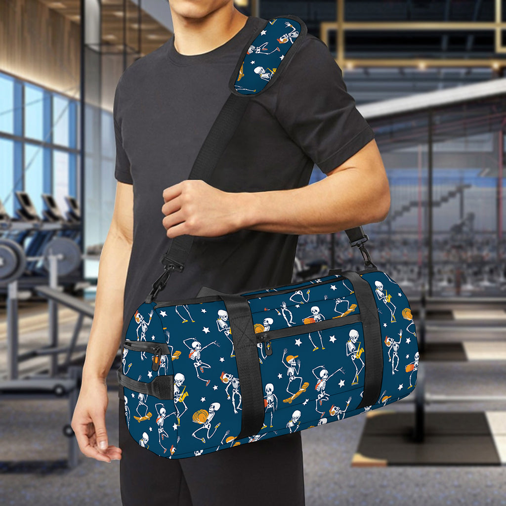 Funny Skeleton Party Pattern Print Gym Bag