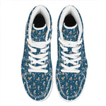 Funny Skeleton Party Pattern Print High Top Leather Sneakers