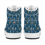 Funny Skeleton Party Pattern Print High Top Leather Sneakers