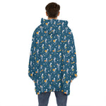 Funny Skeleton Party Pattern Print Hoodie Blanket