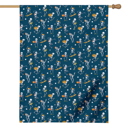 Funny Skeleton Party Pattern Print House Flag