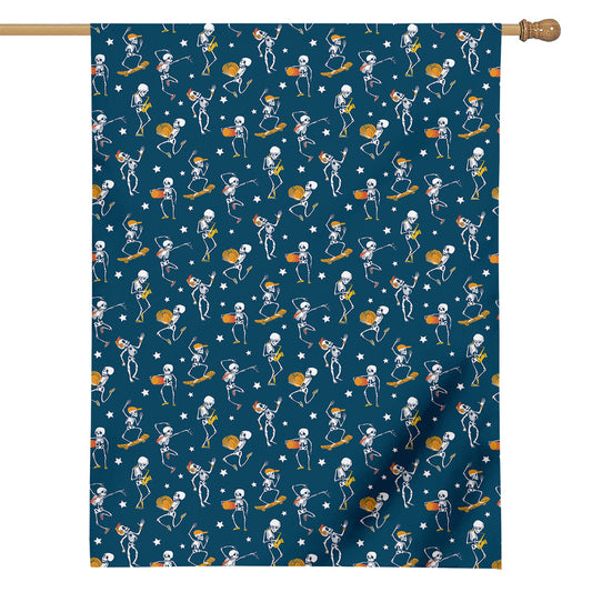 Funny Skeleton Party Pattern Print House Flag