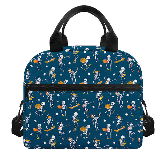 Funny Skeleton Party Pattern Print Insulated Lunch Bag