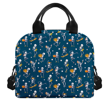 Funny Skeleton Party Pattern Print Insulated Lunch Bag