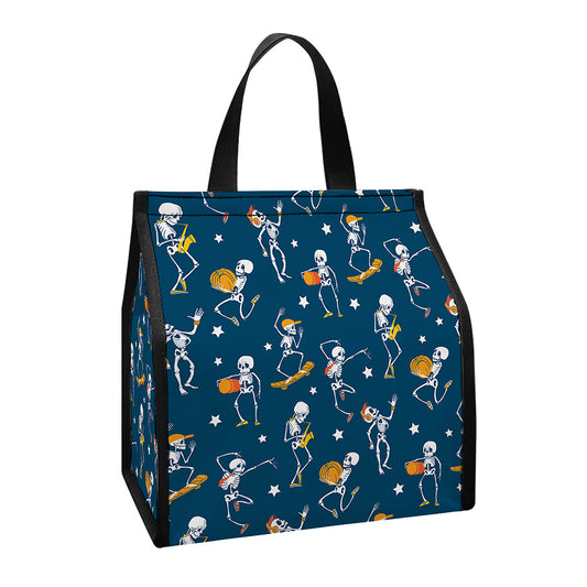 Funny Skeleton Party Pattern Print Insulated Lunch Tote
