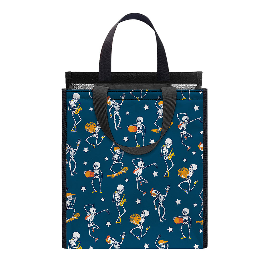 Funny Skeleton Party Pattern Print Insulated Lunch Tote