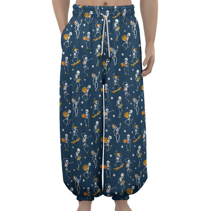 Funny Skeleton Party Pattern Print Lantern Pants
