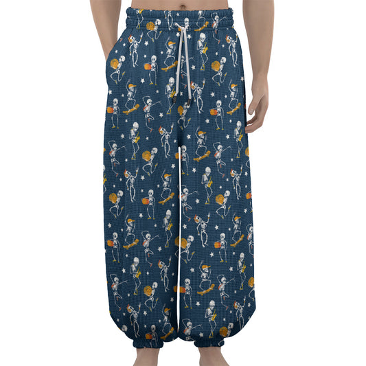 Funny Skeleton Party Pattern Print Lantern Pants