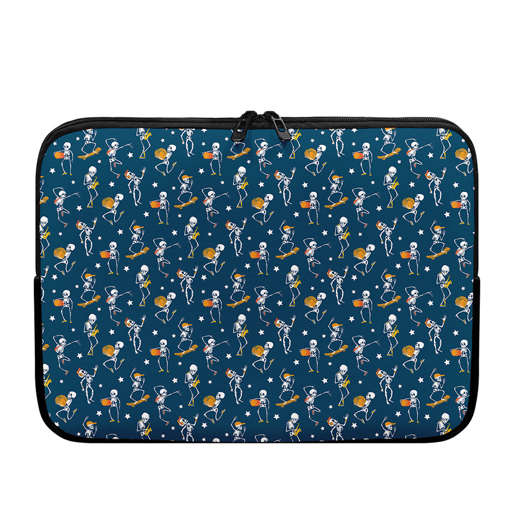 Funny Skeleton Party Pattern Print Laptop Sleeve