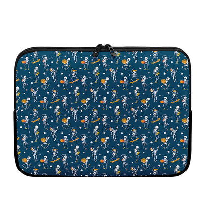 Funny Skeleton Party Pattern Print Laptop Sleeve