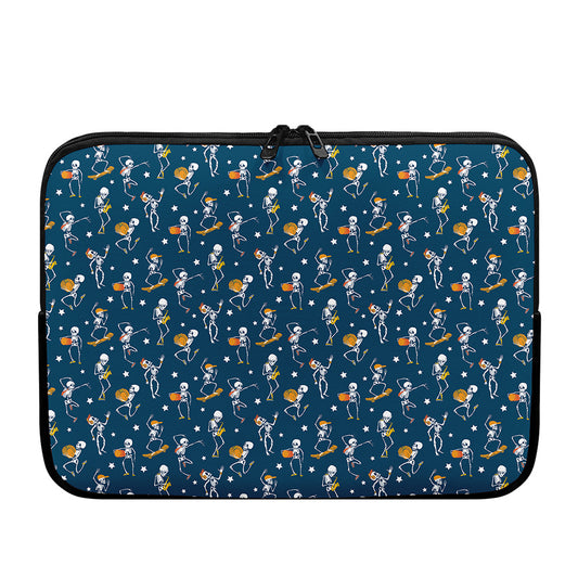 Funny Skeleton Party Pattern Print Laptop Sleeve