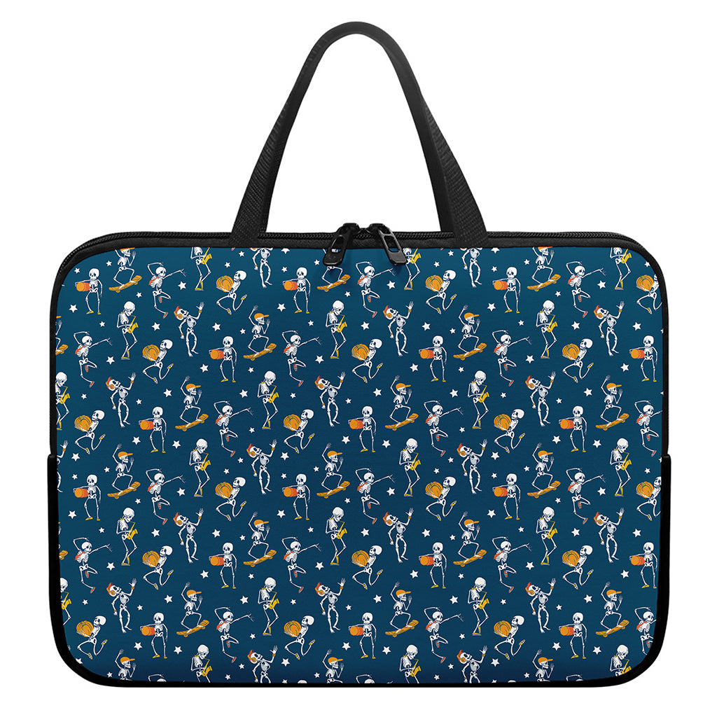 Funny Skeleton Party Pattern Print Laptop Sleeve With Handle