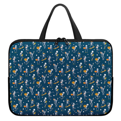 Funny Skeleton Party Pattern Print Laptop Sleeve With Handle