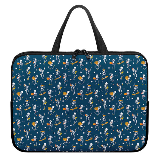 Funny Skeleton Party Pattern Print Laptop Sleeve With Handle