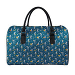 Funny Skeleton Party Pattern Print Leather Duffle Bag