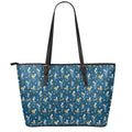 Funny Skeleton Party Pattern Print Leather Tote Bag With Zipper