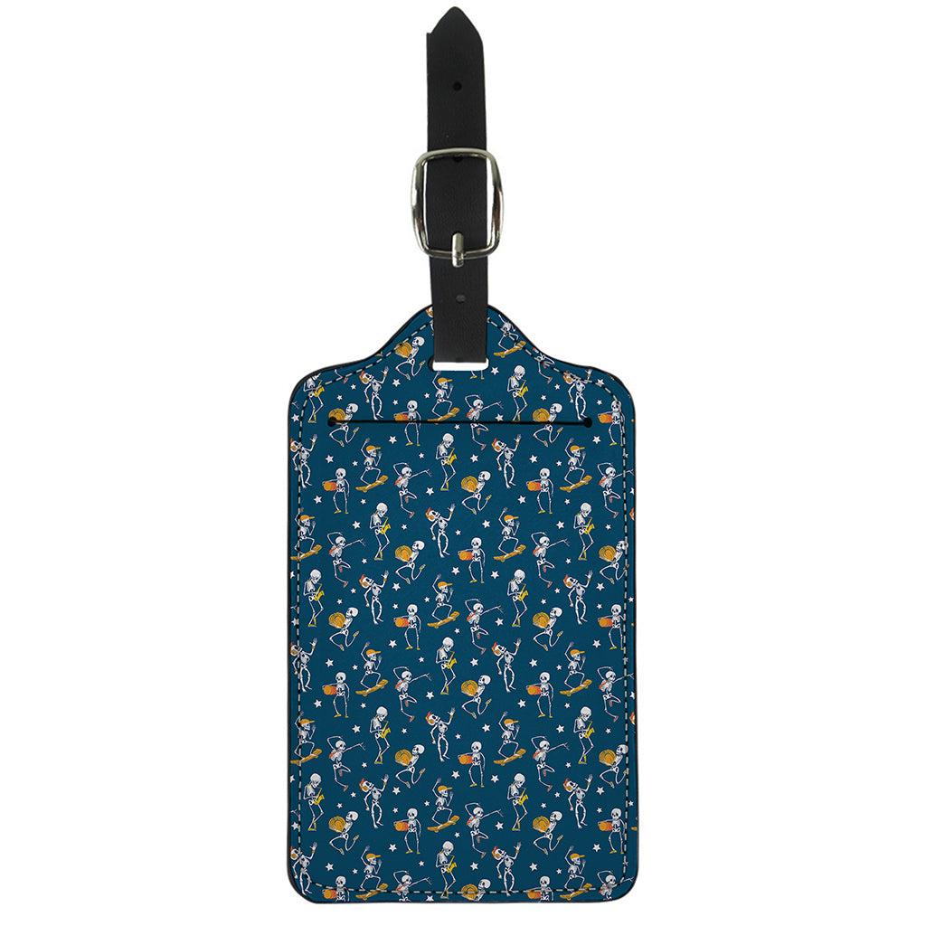 Funny Skeleton Party Pattern Print Luggage Tag