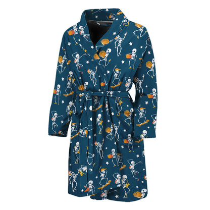 Funny Skeleton Party Pattern Print Men's Bathrobe