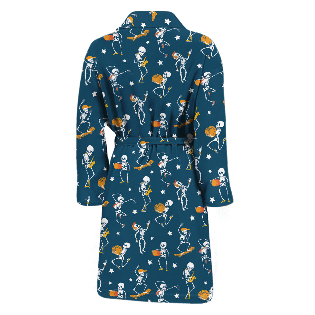 Funny Skeleton Party Pattern Print Men's Bathrobe