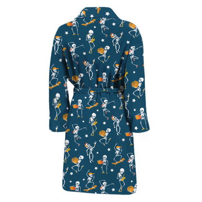 Funny Skeleton Party Pattern Print Men's Bathrobe