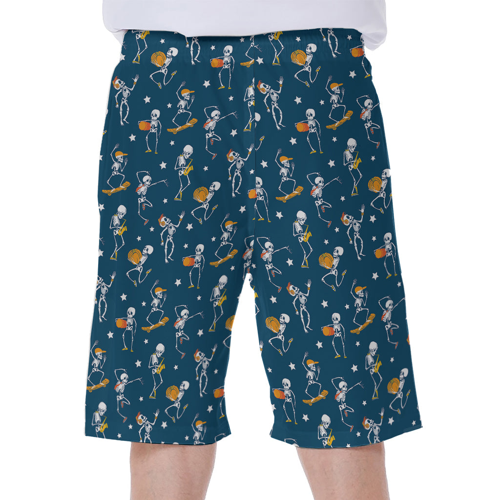 Funny Skeleton Party Pattern Print Men's Beach Shorts