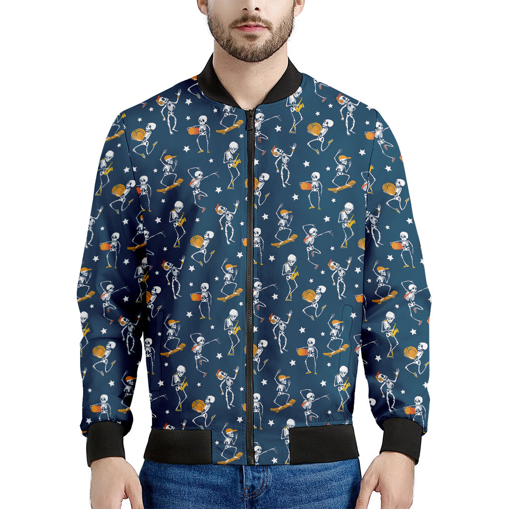 Funny Skeleton Party Pattern Print Men's Bomber Jacket