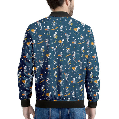 Funny Skeleton Party Pattern Print Men's Bomber Jacket