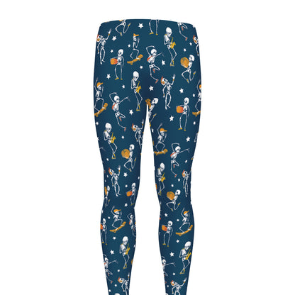 Funny Skeleton Party Pattern Print Men's leggings