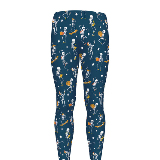 Funny Skeleton Party Pattern Print Men's leggings