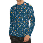Funny Skeleton Party Pattern Print Men's Long Sleeve Rash Guard