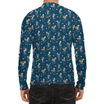 Funny Skeleton Party Pattern Print Men's Long Sleeve Rash Guard