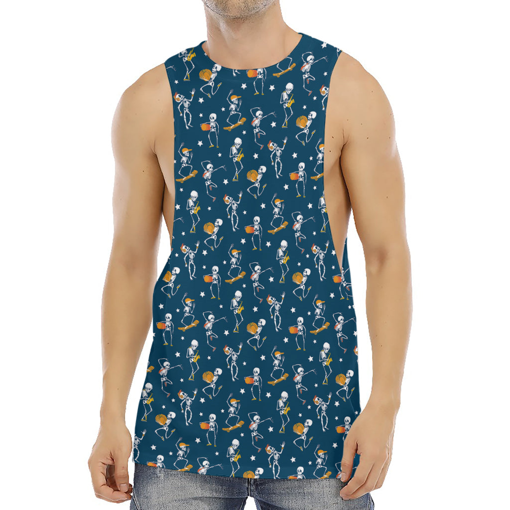 Funny Skeleton Party Pattern Print Men's Muscle Tank Top