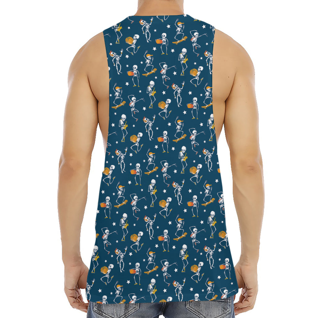 Funny Skeleton Party Pattern Print Men's Muscle Tank Top