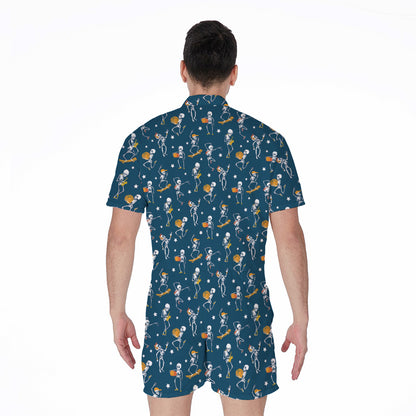 Funny Skeleton Party Pattern Print Men's Rompers