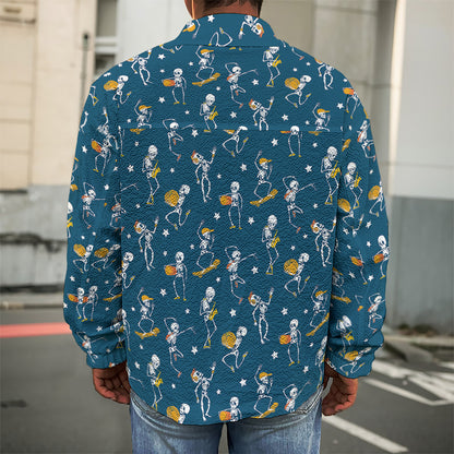 Funny Skeleton Party Pattern Print Men's Shirt Jacket