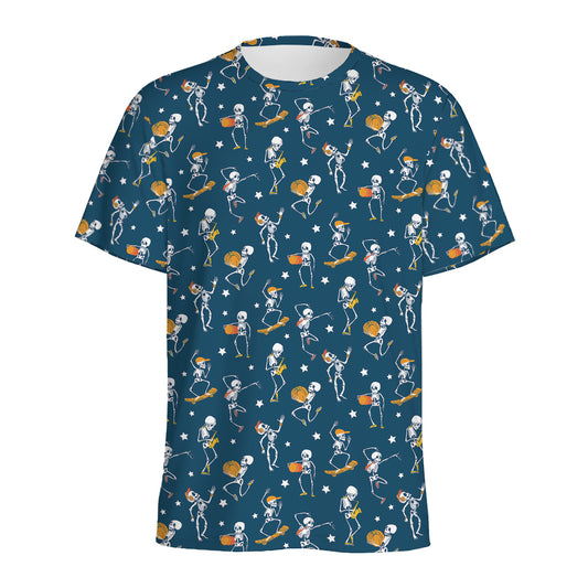 Funny Skeleton Party Pattern Print Men's Sports T-Shirt