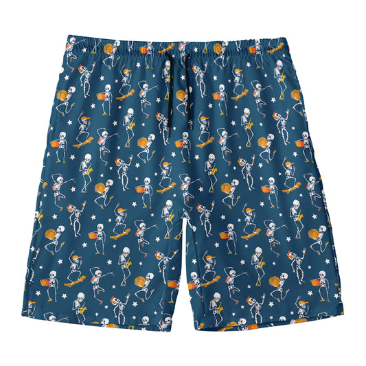 Funny Skeleton Party Pattern Print Men's Swim Trunks