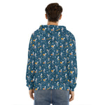 Funny Skeleton Party Pattern Print Men's Velvet Pullover Hoodie
