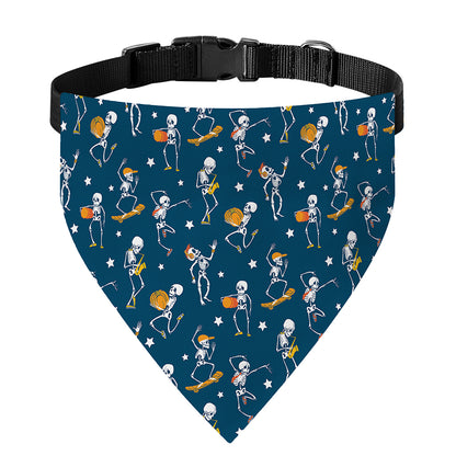 Funny Skeleton Party Pattern Print Over The Collar Dog Bandana