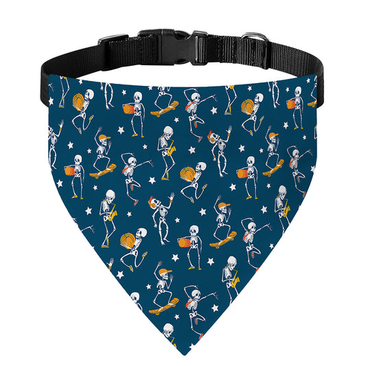 Funny Skeleton Party Pattern Print Over The Collar Dog Bandana