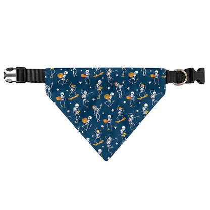 Funny Skeleton Party Pattern Print Over The Collar Dog Bandana