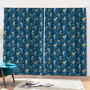 Funny Skeleton Party Pattern Print Pencil Pleat Curtains