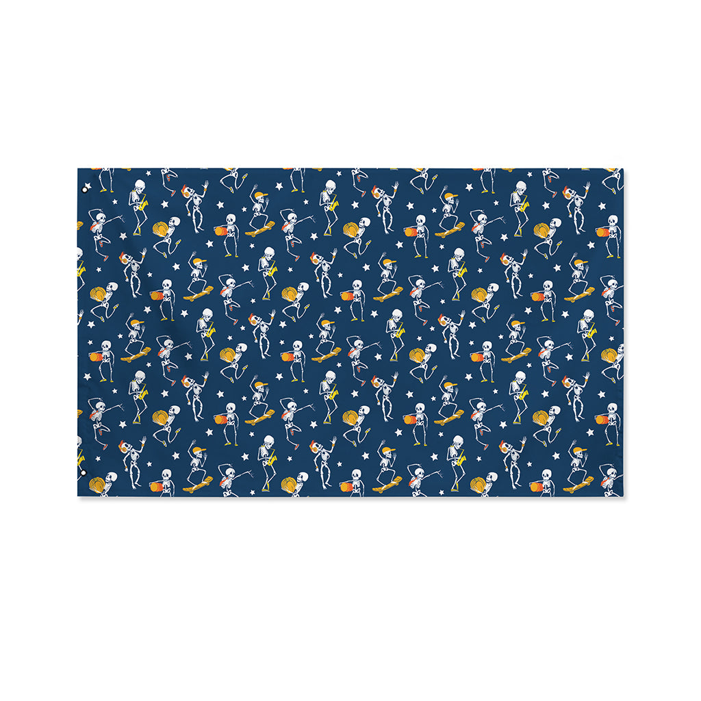 Funny Skeleton Party Pattern Print Polyester Flag