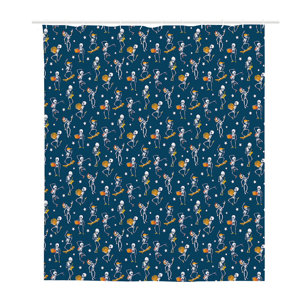 Funny Skeleton Party Pattern Print Polyester Shower Curtain
