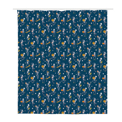 Funny Skeleton Party Pattern Print Polyester Shower Curtain