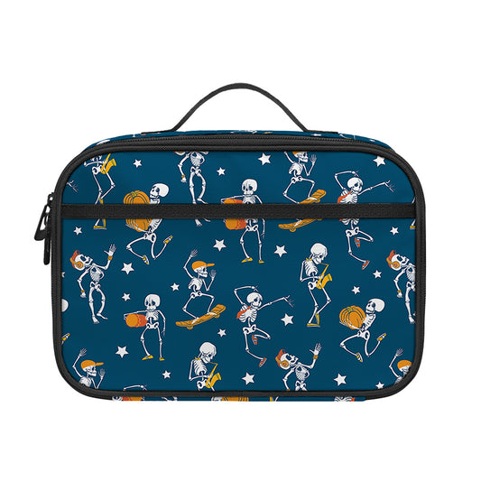 Funny Skeleton Party Pattern Print Portable Lunch Bag