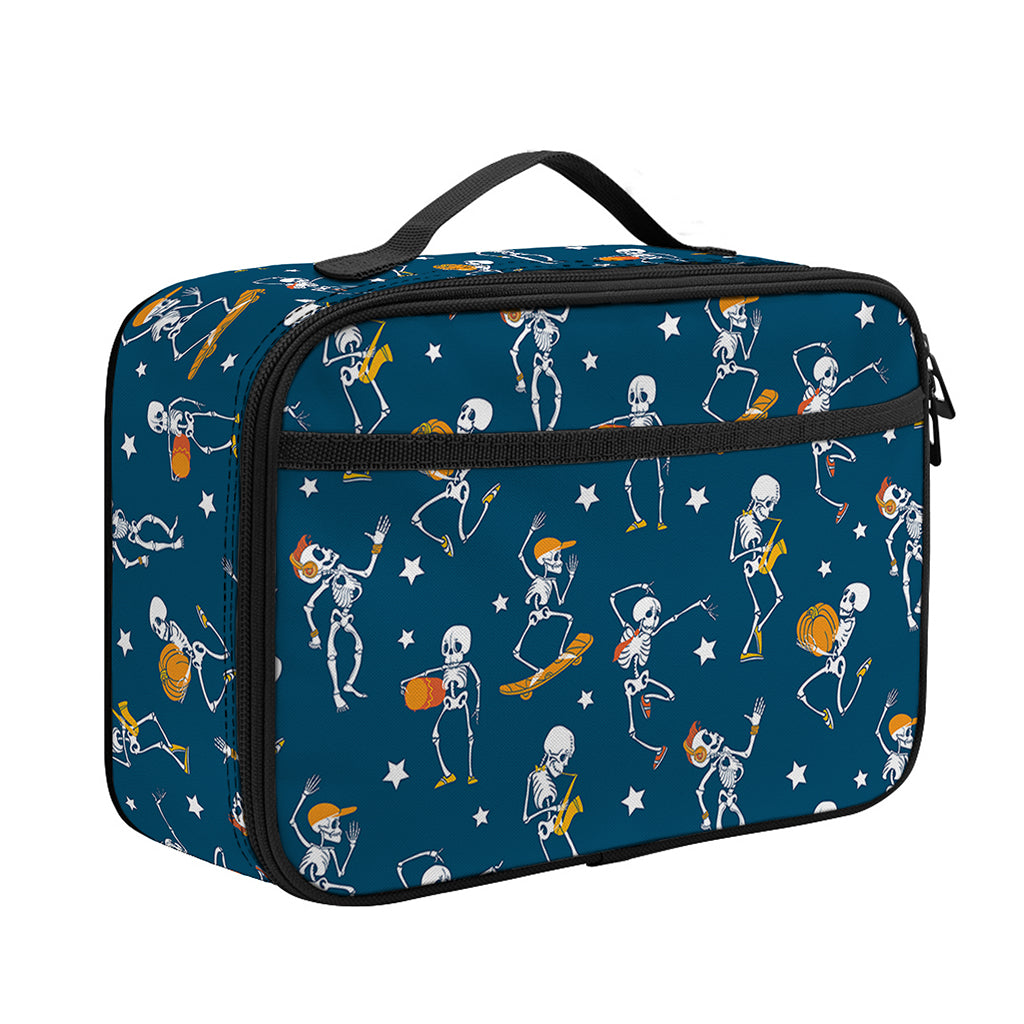 Funny Skeleton Party Pattern Print Portable Lunch Bag
