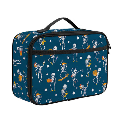 Funny Skeleton Party Pattern Print Portable Lunch Bag